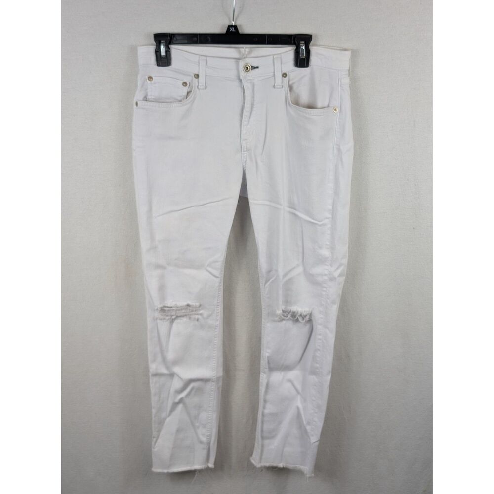 Rag & Bone Dre Low-Rise Slim Boyfriend Jeans White Women's Size 28